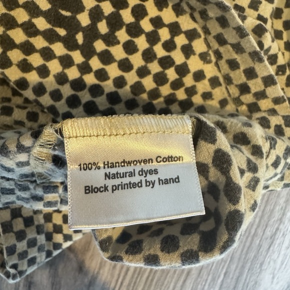 Vintage Hand Woven Cotton Beige/Black Checkered Tank Top - PO-EM Brand Size XS! - Picture 3 of 3